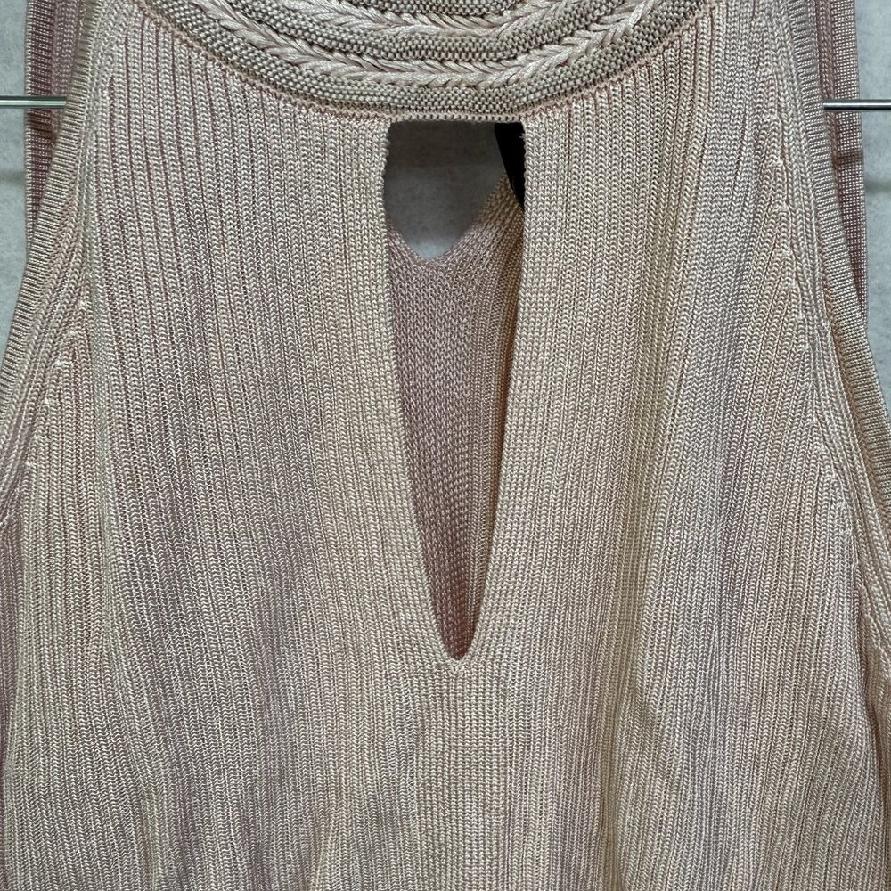 White House Black Market Tank Top Womens Small Metallic Knit Keyhole Sleeveless - Picture 2 of 10